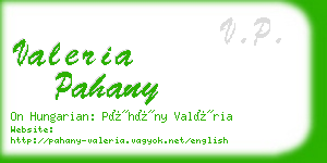 valeria pahany business card